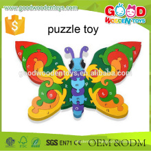 Jouets traditionnels pour enfants Apprendre les lettres minuscules Alphabet Colorful Butterfly Wooden Letter Puzzle